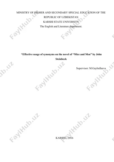 “effective usage of synonyms on the novel of “mice and men” by john steinbeck — DOCX