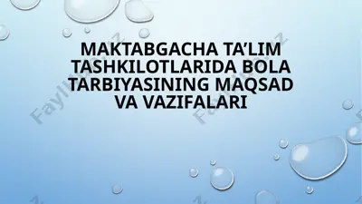 maktabgacha ta’limtashkilotlarida bola tarbiyasining maqsad va vazifalari — PPTX