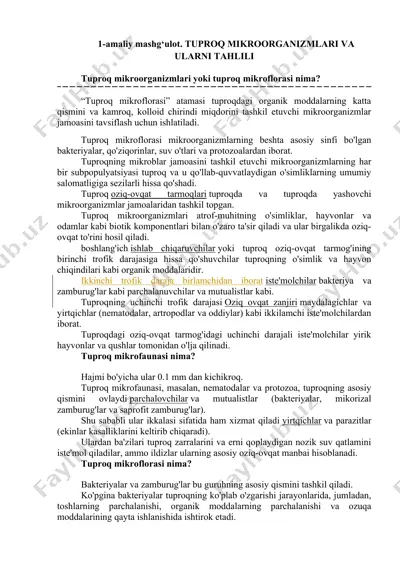 tuproq mikroorganizmlari va ularni tahlili — DOC