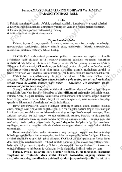 falsafaning mohiyati va jamiiyat taraqqiyotidagi roli — DOCX