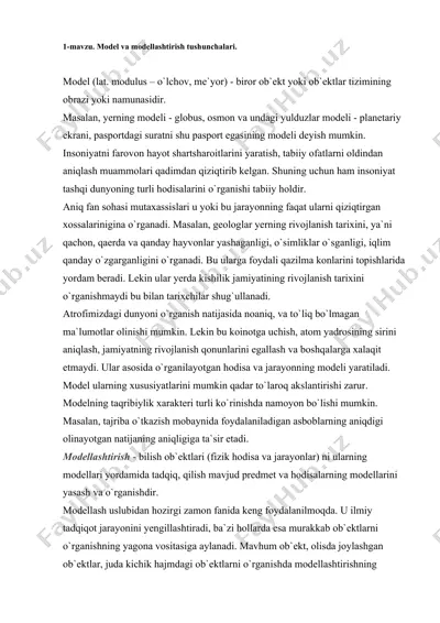 model va modellashtirish tushunchalari — DOCX