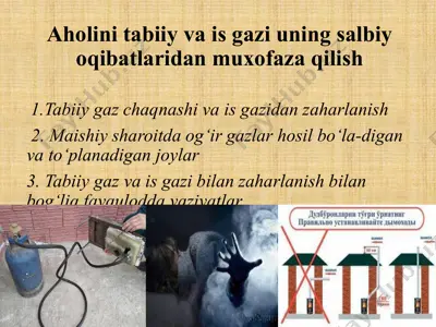 tabiiy gazlar va is gazidan muxofaza — PPTX