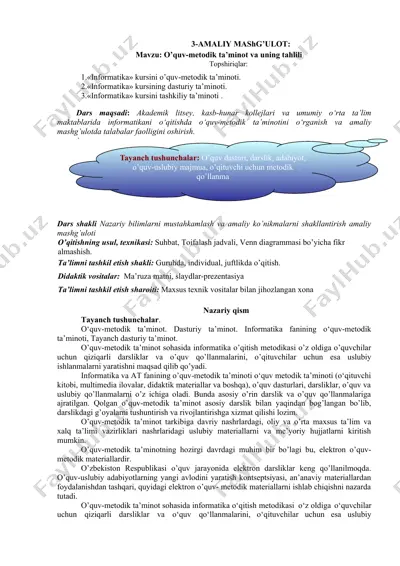 o'quv-metodik ta'minot va uning tahlili — DOC