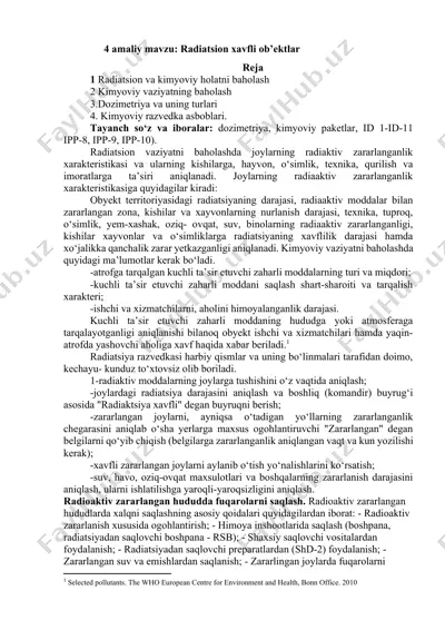 radiatsion xavfli ob’ektlar — DOCX