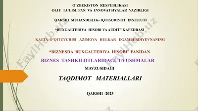 biznes tashkilotlaridagi uyushmalar — PPT