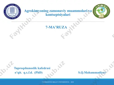 agrokimyoning zamonaviy muammolar va kontseptsiyalari — PPTX
