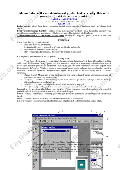 visual basic dasturiy vositasida ishlash — DOCX