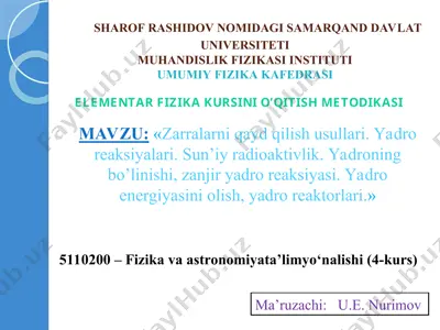 elementar fizika kursini o‘qitish metodikasi — PPT