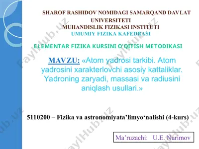 elementar fizika kursini o’qitish metodikasi — PPT