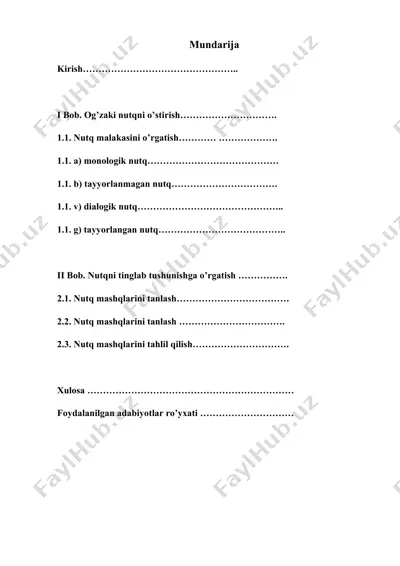 og’zaki nutqni o’stirishni ingliz tili grammatikasida va metodikasida tutgan o’rni va vazifalari  — DOCX
