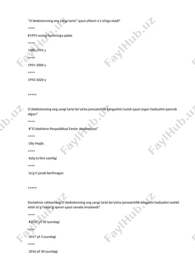 o’zbekistonning eng yangi tarixi — DOCX