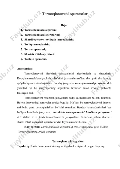 tarmoqlanuvchi operatorlar — DOCX