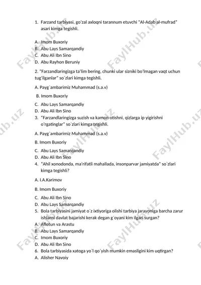 farzand tarbiyasi — DOCX