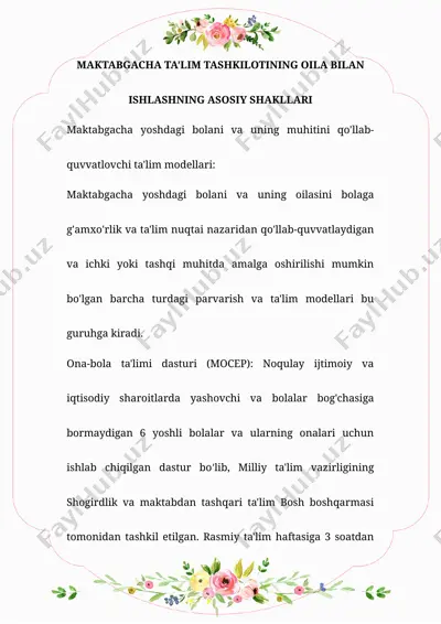 ona-bola ta'limi dasturi (mocep) — DOCX