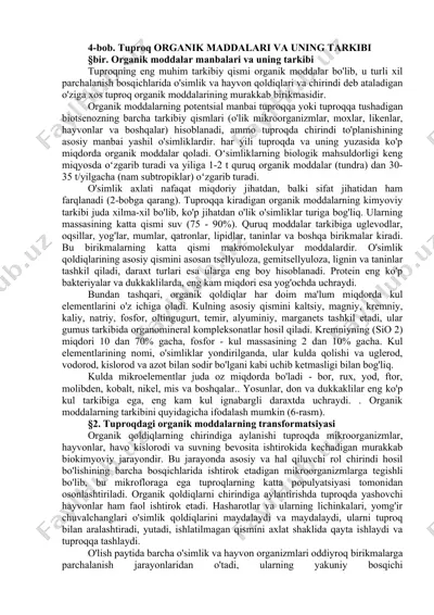 tuproq organik maddalari va uning tarkibi — DOC