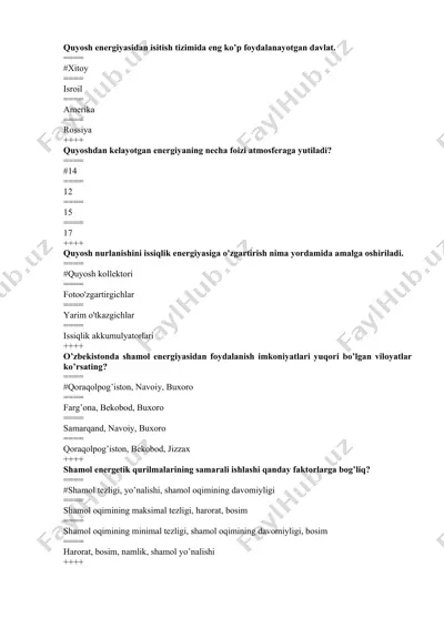 quyosh energiyasidan isitish tizimi — DOCX
