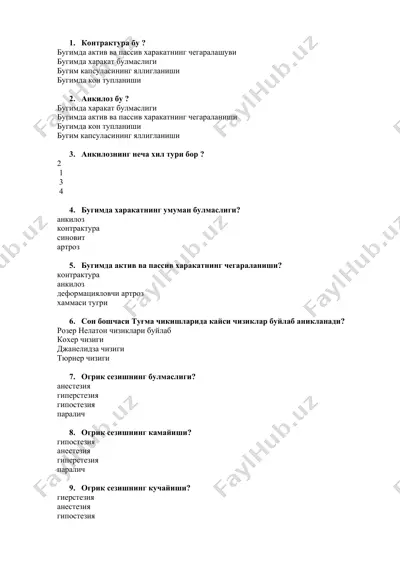 konttrakura va ankilozning tavsifi — DOCX
