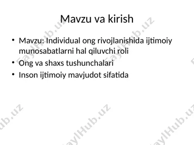 individual ong rivojlanishida ijtimoiy munosabatlarni hal qiluvchi roli — PPTX