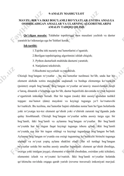 chiziqli bog‘langan ro‘yxatlar va ulardan foydalanish — DOC