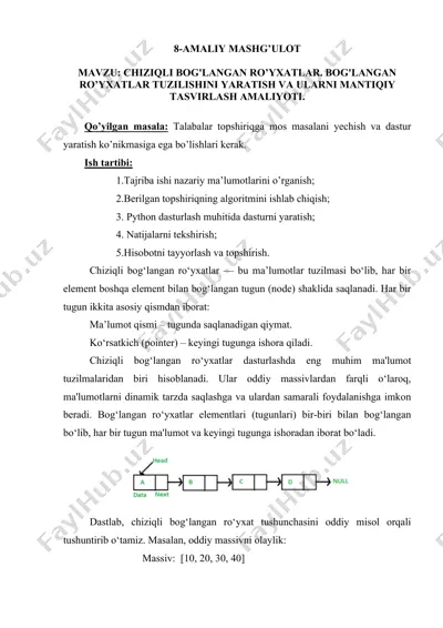 chiziqli bog‘langan ro‘yxatlar — DOC