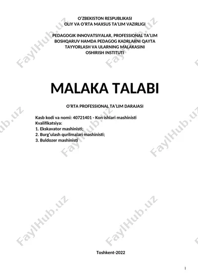 kon ishlari mashinisti — DOC