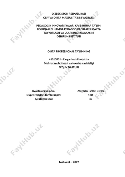 zargarlik ishlari ustasi — DOC
