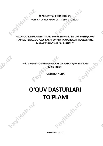 40811401-nasos stansiyalari va nasos qurilmalari mashinisti — DOC