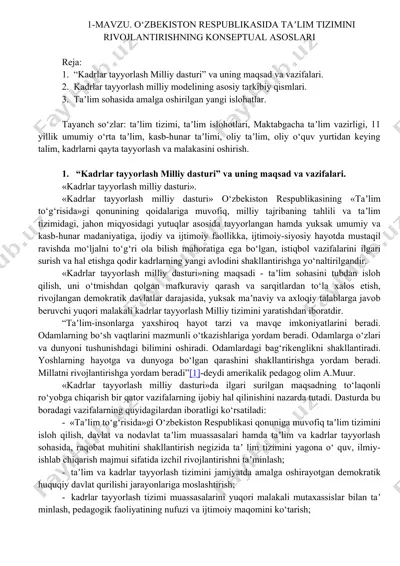 "kadrlar tayyorlash milliy dasturi" — DOC