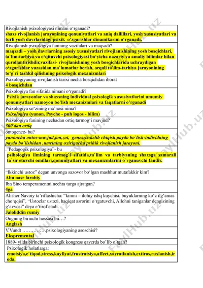 rivojlanish psixologiyasi — DOC