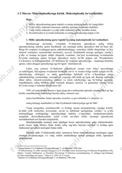 makroiqtisodiyotga kirish. makroiqtisodiy ko‘rsatkichlar — DOC