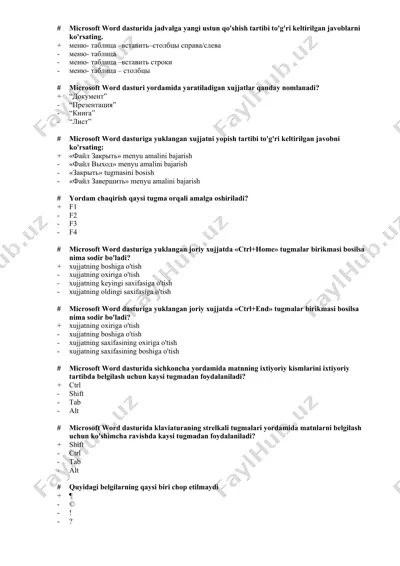 microsoft word dasturida jadvalga yangi ustun qo'shish — DOC