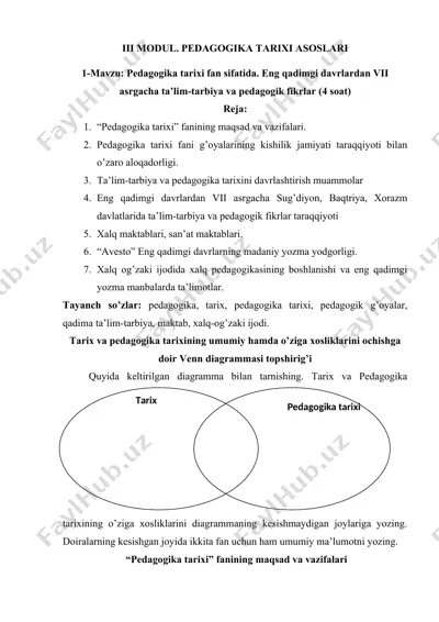 pedagogika tarixi asoslari — DOC