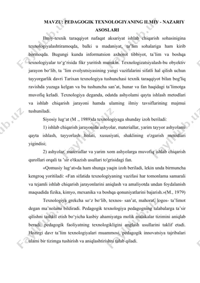 pedagogik texnologiyani tanqidiy tahlili — DOC