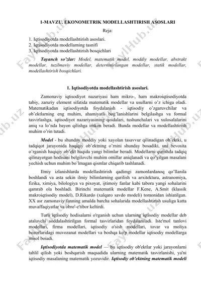 ekonometrik modellashtirish asoslari — DOC