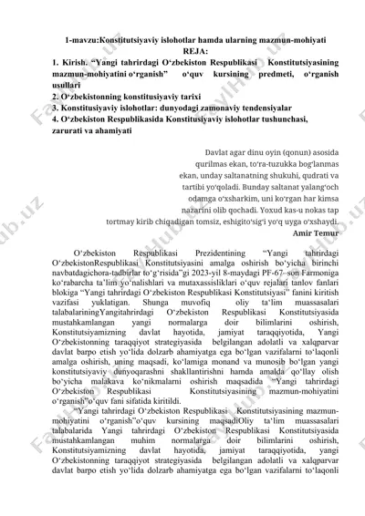 konstitutsiyaviy islohotlar hamda ularning mazmun-mohiyati — DOC