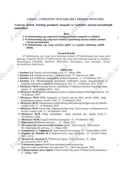 o`zbekiston mustaqillikka erishish ostonasida — DOC