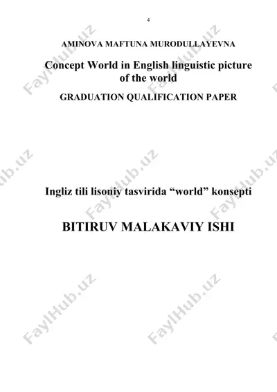 ingliz tili lisoniy tasvirida “world” konsepti — DOC