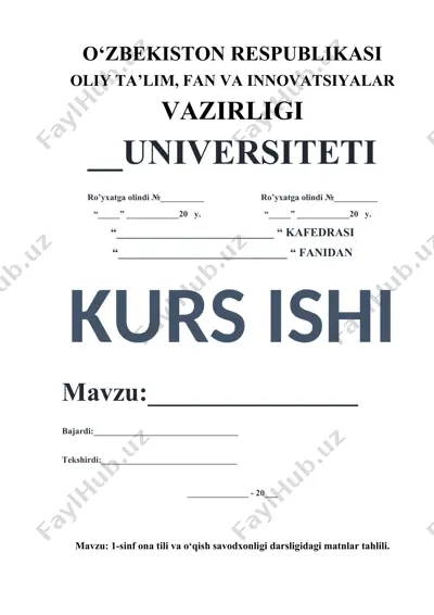1-sinf ona tili va o‘qish savodxonligi darsligidagi matnlar tahlili — DOC