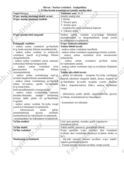 narkoz vositalari. analgetiklar. — DOC