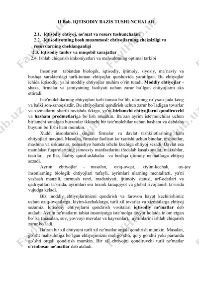 iqtisodiy ehtiyojlar va resurslar — DOC