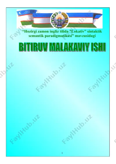 hozirgi zamon ingliz tilida ”lokativ” sintaktik semantik paradigmatikasi — DOC