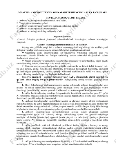 axborot texnologiyalari tushunchalari va ta’riflari — DOC