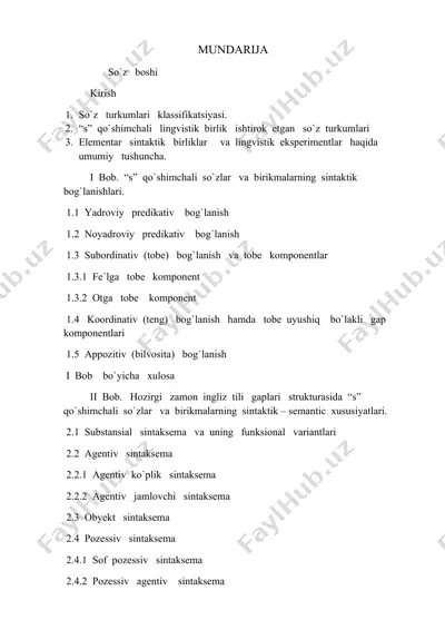 hozirgi zamon ingliz tili gaplari strukturasida “s” qo`shimchali so`zlar — DOC