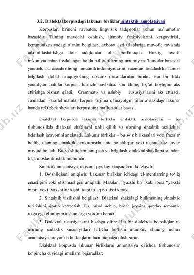 dialektal korpusdagi lakunar birliklar sintaktik annotatsiyasi — DOC
