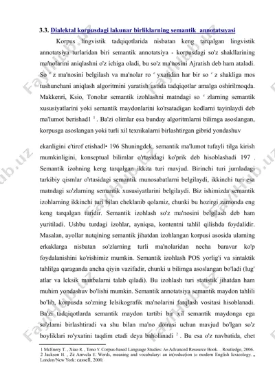 dialektal korpusdagi lakunar birliklarning semantik annotatsiyasi — DOC