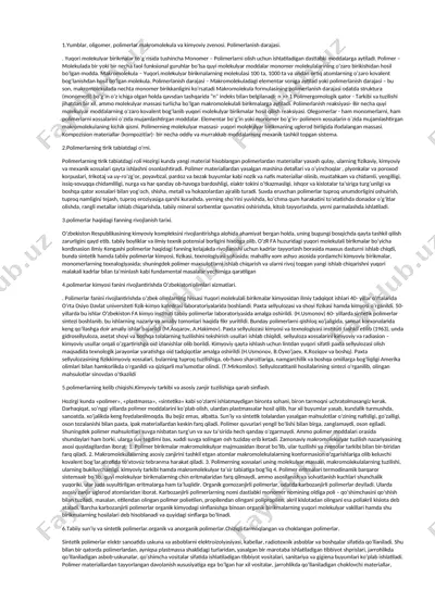 polimerlar va makromolekullar — DOC