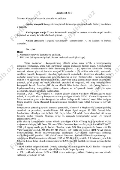 xizmat ko’rsatuvchi dasturlar va utilitalar — DOC