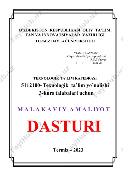 malakaviy amaliyot dasturi — DOC