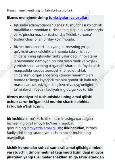 biznes menejmentining funksiyalari va usullari — DOC