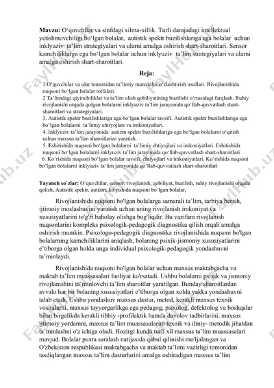 inklyuziv ta'lim strategiyalari bolalar uchun — DOC